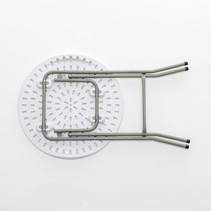 White 24" Round Plastic Folding Table Commercial Portable for Picnic Party Camping Banquet Card Dining Wedding Event Home Kitchen Indoor Outdoor - size: One
