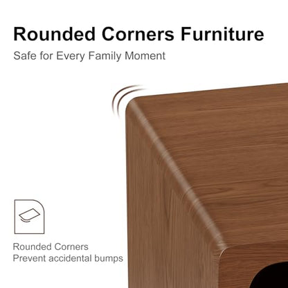 Slim Nightstand with Drawer, Modern Walnut Bedside Table for Small Spaces | Slim Nightstand with Drawer and Open Storage, Modern Walnut Wood Design for Bedrooms Apartments and Small Spaces