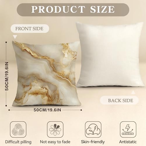 OBSEDE Gold Marble Home Bless Decorative Throw Pillow Covers 20x20 Set of 4 | Cozy Couch Cushion Cases, Abstract Farmhouse Style, Invisible Zipper, Single-Sided, Sofa Bed Living Room Housewarming Gift - color: Inspirational Beige Marble, size: 20" x 20" (