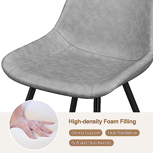 Yaheetech Dining Chairs Set of 4 Mid Century Modern Kitchen Chairs Gray | Faux Leather Upholstered Dining Room Chairs with Metal Legs and Curved Backrest, Armless Side Chairs for Kitchen Living Room - color: Grey, size: Set of 4