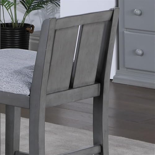 Lilola Home Graham 3-Piece Gray Finish Small Space Counter Height Dining Set with USB Charging Ports, Storage Shelves, and 2 Upholstered Chairs — Space-Saving Table & Chair Set for Apartments - color: Grey