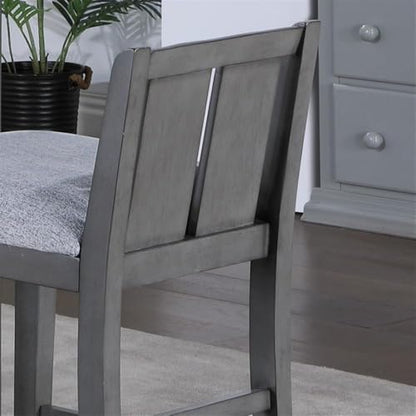 Lilola Home Graham 3-Piece Gray Finish Small Space Counter Height Dining Set with USB Charging Ports, Storage Shelves, and 2 Upholstered Chairs — Space-Saving Table & Chair Set for Apartments - color: Grey