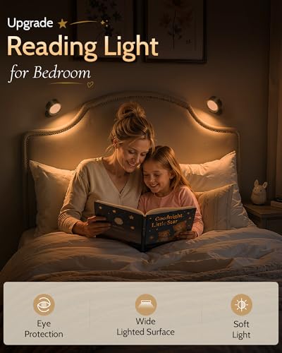 LED Wall Mounted Lights, Rechargeable Wall Sconces, 3 Color Temps, Remote & Touch, 360° Rotating and Dimmable for Bedroom, Bedside & Reading (Black, 2 Pack) - color: Black