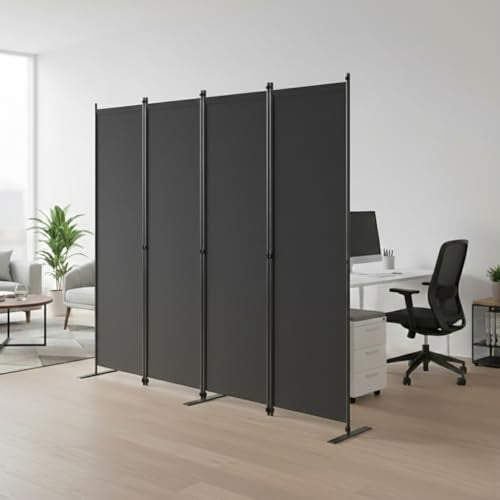 Room Divider 6FT Portable Folding Privacy Screen, 4 Panel Fabric Room Divider Freestanding Room Partition for Bedroom & Office，80" W X 71" H，Gray - color: Grey, size: 4-Panel