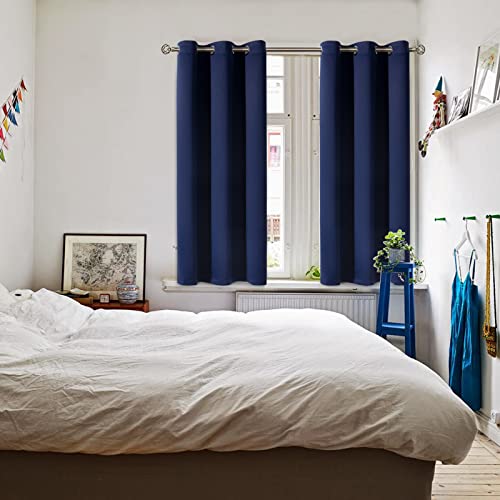 BGment Blackout Curtains for Bedroom - Grommet Thermal Insulated Room Darkening Curtains for Living Room, Set of 2 Panels (38 x 54 Inch, Navy Blue) | Grommet top, Blackout, Room Darkening, Sunblock, Thermal Insulated, Window Drapes for Kitchen, 38x54 Inch