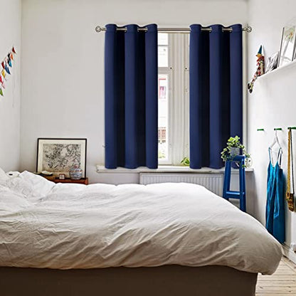 BGment Blackout Curtains for Bedroom - Grommet Thermal Insulated Room Darkening Curtains for Living Room, Set of 2 Panels (38 x 54 Inch, Navy Blue) | Grommet top, Blackout, Room Darkening, Sunblock, Thermal Insulated, Window Drapes for Kitchen, 38x54 Inch