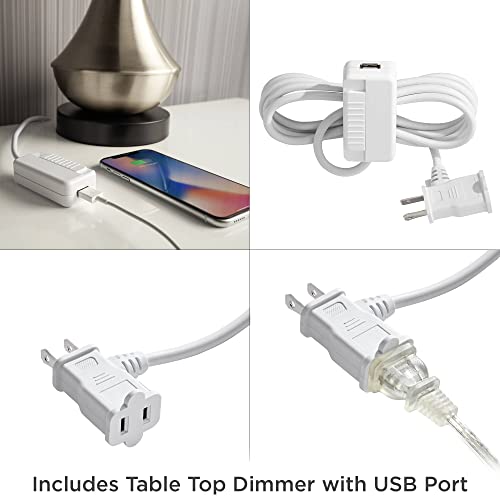 Ania 31" Large Table Lamp USB Dimmer Champagne Glass Jar Modern | USB Charging Port Clear Living Room Bedroom House Bedside Nightstand Office Off-White Tapered Drum Shade - color: Champagne Glass - USB Dimmer Included