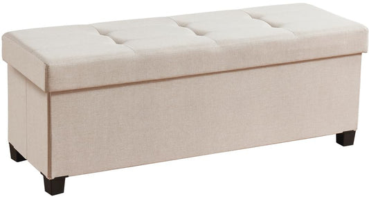 Ornavo Home 43" Large Storage Ottoman Bench with Legs, Beige | Foot Rest Stool; Ottoman with Hidden Storage; Ideal for Bedroom, Living Room, Entryway or Home Office - color: Beige, size: 15"D x 43"W x 15"H