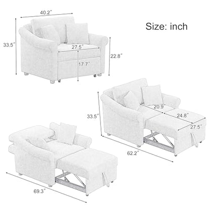 JIVOIT Convertible Sleeper Chair with Adjustable Backrest, 3-in-1 Sleeper Chair with Metal Frame, 3 in 1 Lounger Chair Turns Into Bed, Chenille Fabric Single Bed for Living Room - color: Dark Gray,315