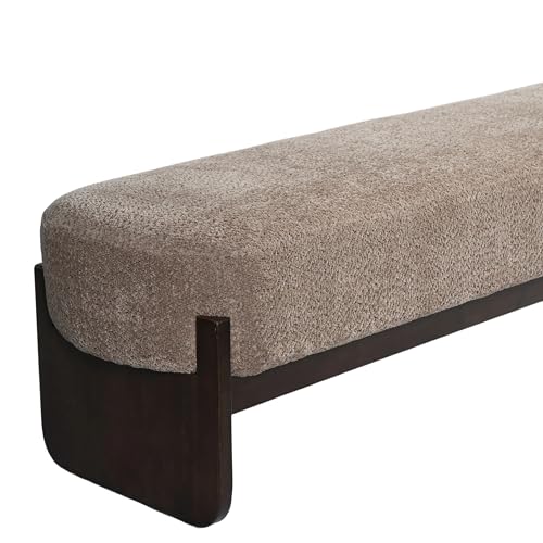 Christopher Knight Home Arden Minimalist Style Rectangular Loop Yarn Fabric Ottoman Bench, Rubberwood Frame, Entryway Bench, Living Room Sofa Extra Seat, End of Bed Footstool, Brown+Brown - color: Brown+brown