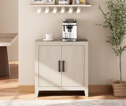 WAMPAT Buffet Cabinet with Storage, Kitchen Sideboard Cabinet with Door and Adjustable Shelf, Modern Farmhouse Credenza Wood Coffee Bar Table for Kitchen, Dining Room, Living Room, Beige - color: Beige