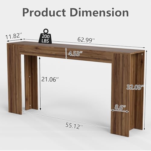 Spaco 63'' Narrow Long Console Table,Farmhouse Entryway Table Sofa Table with Storage,Wood Behind Couch Table for Living Room, Hallway,Foyer - color: Walnut (63'')