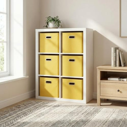 Household Essentials 6 ct Open Fabric Cube Storage Bins, Golden Yellow - color: Golden Yellow, size: 11” L x 11” W x 11” H