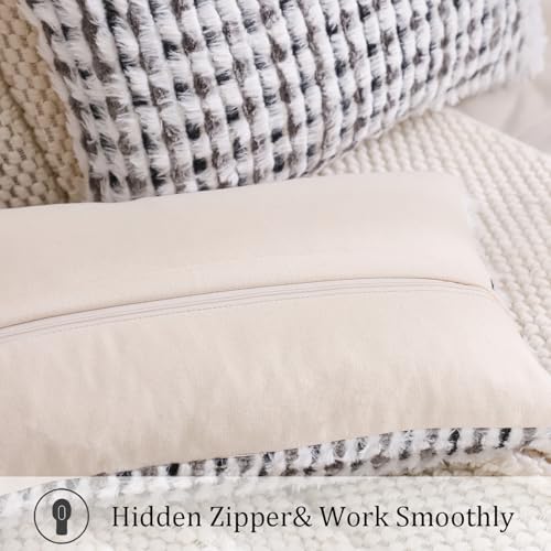 LUOYEHK Boho Throw Pillow Covers 12x20 Inch Set of 2 Chenille Tufted Pillowcase Farmhouse Neutral Cushion Covers for Couch Sofa Bed Living Room, Black Gray - color: Black Gray, size: 20" x 12" (Pack of 2)