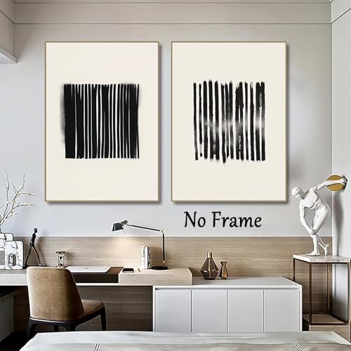 Abstract Neutral Canvas Wall Art Minimalist Modern Art Prints Beige and Black Abstract Painting Minimalist Line Canvas Wall Art Beige Modern Painting Black Neutral Boho Line Poster 16x24inx2 No Frame - color: H-No Frame, size: 16L" x 24W"