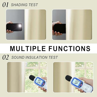 XWZO Total Blackout Curtains 45 Inches Long - Double Layer Full Room Darkening & Energy Efficiency Grommet Window Panels with Tiebacks, Beige, W38 x L45, Set of 2 - color: Beige, size: 38"W x 45"L (Pack of 2)
