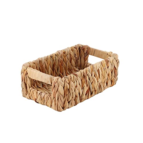 YAHUAN Woven Water Hyacinth Baskets for Organizing, Rectangular Wicker Baskets with Built-in Handles, Small Storage Baskets for Shelves (Water Hyacinth 1-Pack) - color: Water Hyacinth 1-Pack