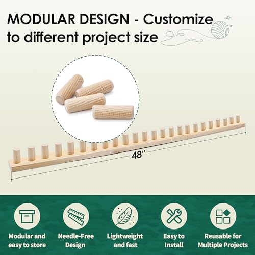 Zlshmoee 48 Inch Chunky Blanket Loom Kit, Knitting Frame for Bulky Yarn | Smooth beech wood construction with 2.36-inch-wide rails and four detachable sections for easy storage and transport. - color: 48''
