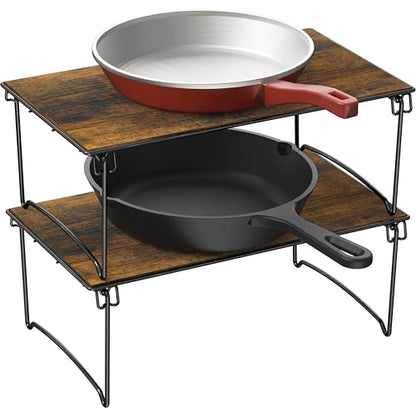 Deco Brothers Stackable Cabinet Shelf, 2 Pack, Rustic Brown - color: Rustic Brown