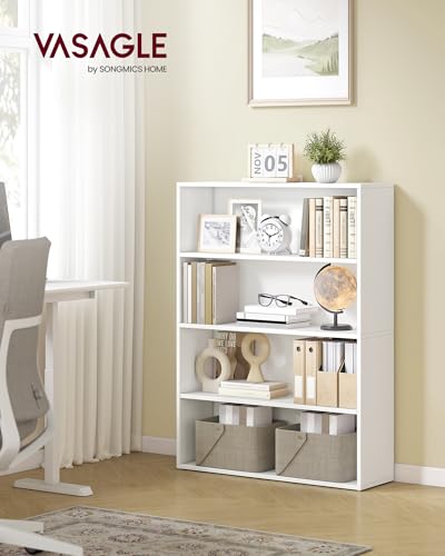 VASAGLE CUSTOS Collection - Bookshelf, 4-Tier Bookcase, Book Shelf, Open Storage Shelf, 9.4 x 31.5 x 42.5 Inches, for Living Room, Home Office, Dining Room, Cloud White ULBC174W01 - color: Cloud White, size: 4 Tiers (31.5"W), style: 1 Pack