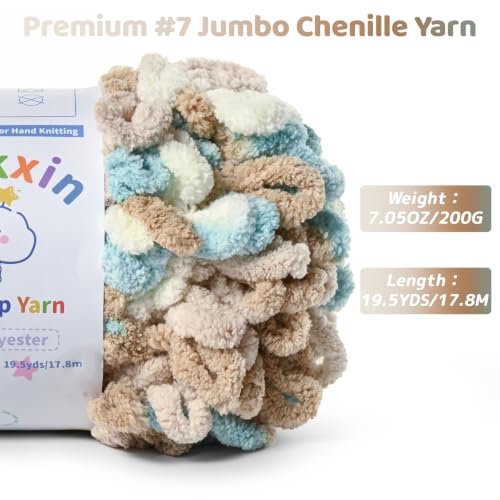 Super Soft Loop Yarn for Finger Knit, 3 Pack of 7.05oz/19.5yds Each, Chunky Blanket Yarn for Hand Knitting, #7 Jumbo Chenille Yarn, Fluffy Baby Blanket Yarn for Crochet Amigurumi (3 Hedge Green) - color: 3 Hedge Green