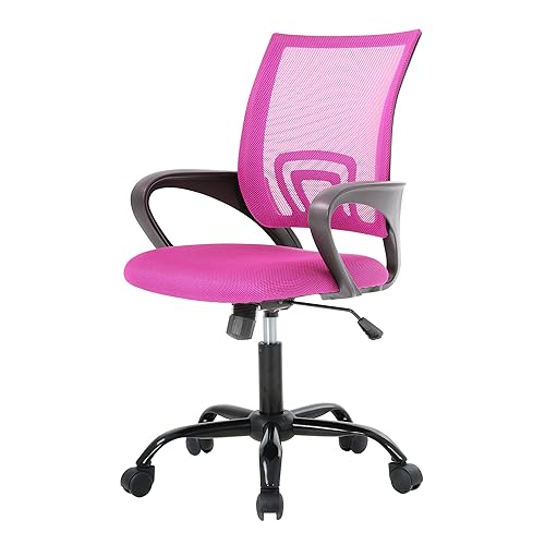 PayLessHere Office Computer Chair Ergonomic Cheap Desk Chair Adjustable Comfortable Mid Back Task Rolling Swivel with Lumbar Support for Home Office (Pack of 1, Pink) - color: Pink, style: pack of 1