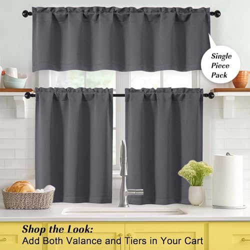 Grey Kitchen Blackout Curtains 30 Inch Length Tier 2 Panels, Soft Solid Thermal Insulated Room Darkening Small Window Curtains for Bathroom Basement, Grey, 2PCS Each 30" Wx30 L - color: Grey, size: 30"W x 30"L (Pack of 2)