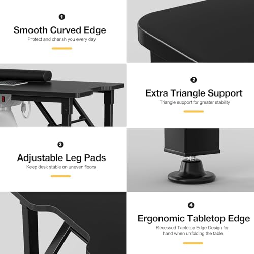 Foldable Nail Desk Manicure Table, Folding Nail Table Station for Nail Tech w/Dust Collector, 2 Open Shelves & 2 Drawers, Foldable Manicure Desk w/Wrist Cushion, Lockable Wheels - color: Black2