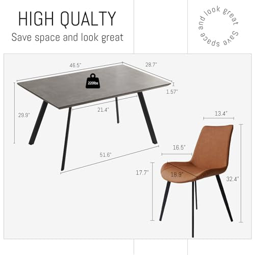 Modern Dining Table Set, 5-Piece, 46.5", 4 Upholstered Chairs - color: Table With 4 Brown Chairs, size: 46.5"