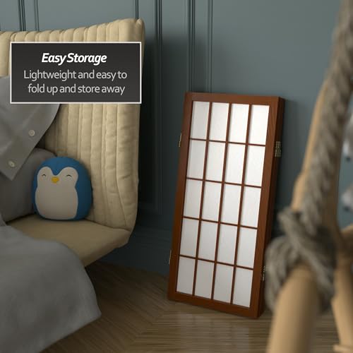 2 ft. Short Desktop Window Pane Shoji Screen - Walnut - 3 Panels - color: Walnut, size: 3 Panel