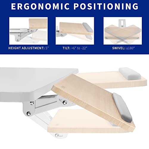 VIVO Light Wood Under Desk 25 x 10 inch Keyboard Tray, MOUNT-KB03C | Adjustable Computer Keyboard and Mouse Platform, Ergonomic Under Table Desk Mount Drawer, Full Swivel - color: Light Wood