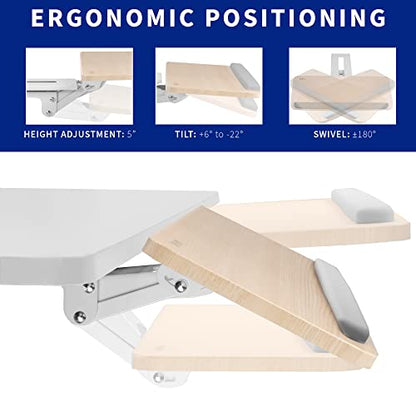 VIVO Light Wood Under Desk 25 x 10 inch Keyboard Tray, MOUNT-KB03C | Adjustable Computer Keyboard and Mouse Platform, Ergonomic Under Table Desk Mount Drawer, Full Swivel - color: Light Wood