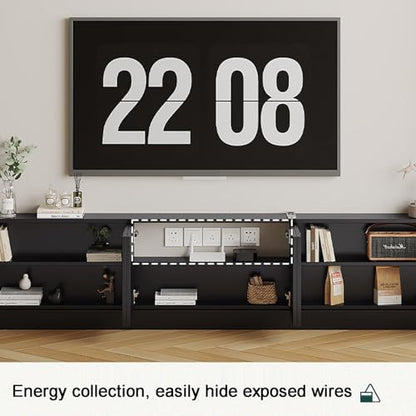 Black TV Stand Narrow Wooden TV Cabinet Storage Console Table with Adjustable Shelf Free-Standing Media Console for Living Room Practical(100 cm) - size: 100 cm