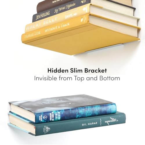 Floating Invisible Bookshelf Wall Mounted (Set of 4) - Aluminum - Turn Books into Floating Shelves (Pack of 2) - size: Large (Pack of 2)