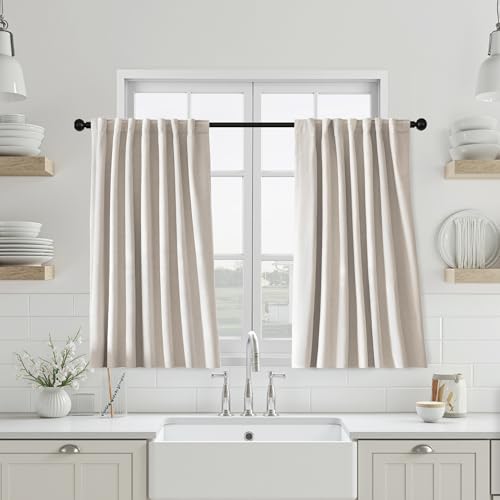 UHITECH Short Blackout Curtains 40 Inch Long 2 Panels Set, Ivory | Thermal Insulated, Small Window, Suitable for Kitchen/Bedroom/Living Room/Basement, Privacy, Noise Cancelling, Outdoor - color: Ivory, size: 50"W x 40"L (Pack of 2)