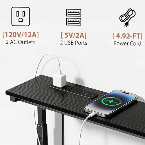 Adjustable Height Narrow Sofa Table with Built-in Power Outlets, 78" Long Console Table Behind Couch Table with Charging Station Skinny Entryway Table for Living Room & Hallway (Black) - color: Black, size: 78IN