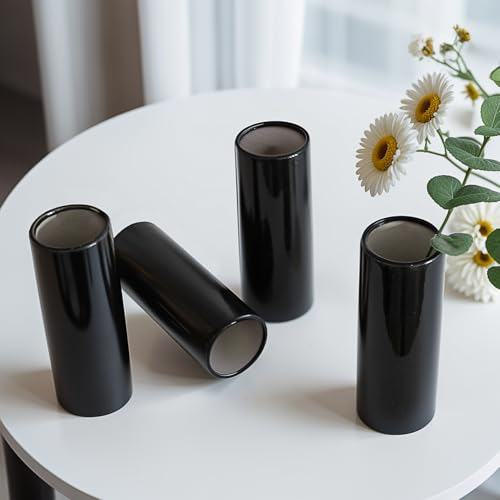 Modern Black Ceramic Vase Set of 10 for Living Room Bedroom 5.51'' Minimalist Fresh Small Flower Vases for Bouquet Fake Plant Home Decor Office Fireplace Centerpieces Nordic Style 10 Pack - color: 10 Pack Black - Style 3