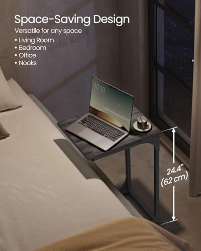 VASAGLE C-Shaped End Table, Small Sofa Side Table with Metal Frame | for Couch, Living Room, Bedroom, Bedside, Misty Gray and Black, BARNET Collection ULET350B68 - color: Misty Gray + Black