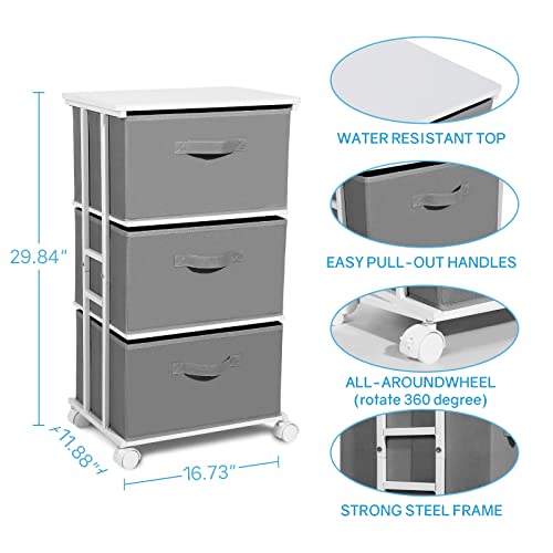 MAX Houser Dresser Tower with 3 Drawers,Fabric Dresser Drawer Organizer Unit,Dresser Chest with Wood Top,Vertical Storage Dresser,Small Dresser for Bedroom,Office-Dark Grey - color: Grey6