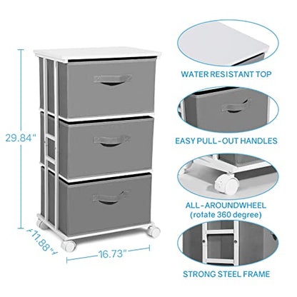 MAX Houser Dresser Tower with 3 Drawers,Fabric Dresser Drawer Organizer Unit,Dresser Chest with Wood Top,Vertical Storage Dresser,Small Dresser for Bedroom,Office-Dark Grey - color: Grey6