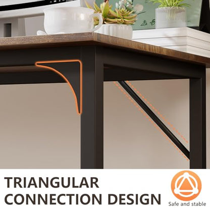 BestOffice Computer Desk,Home Office Desk, Modern Simple Style for Home Office Study Writing (Brown, 63 Inch) - color: Brown, size: 63 Inch