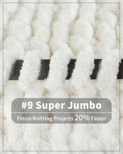 Cozyful Chunky Yarn for Hand Knitting, #9 Thick Jumbo Big Chunky Yarn for Crocheting, Super Chunky Knit Blanket Yarns, Large Chunky Chenille Yarns, 8 Pack (30 yds 8 oz Each Skein), Cream - color: Cream