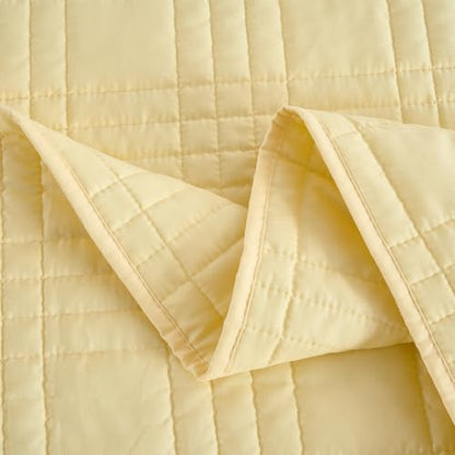 Chezmoi Collection Kingston King Size Bedspread Set, 3-Piece Pastel Yellow Oversized Quilted Microfiber Lightweight Bedspread Coverlet (118"x106") for All Seasons - color: Pastel Yellow, size: King