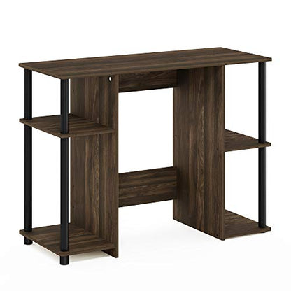 Furinno Jaya Computer Study Desk, Columbia Walnut/Black | Side Shelves, Computer Study Desk, Office Desk, for Home Office, Bedroom, Dorm - color: Columbia Walnut/Black