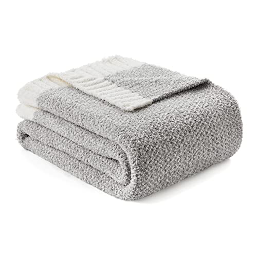 Snuggle Sac Heather Grey Throw XL Blanket for Couch, Super Soft Warm Blankets Cozy Knit Fuzzy Microfiber Throws Dupes for Sofa, Bed, Camping, Picnic, Heather Grey, 50x70 inches - color: Heather Grey, size: Throw-XL (50"x70")