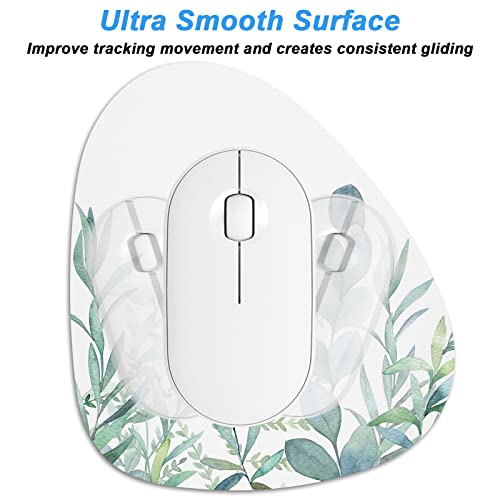 Rimilak Small Mouse Pad 6 x 7 Inch, Irregular Mini Mouse Pad with Non-Slip Rubber Base, Waterproof Compact Mouse Mat for Laptop Computer Wireless Mouse Keyboard Home Office Travel, Green Leaves - color: Green Leaves, size: 7L x 6W inches