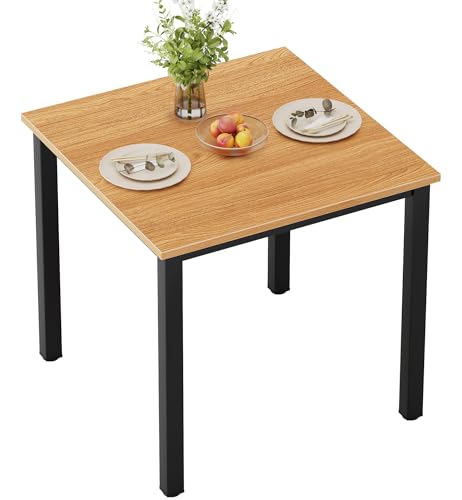 Need Small Square Dining Table 31.5inch Home Office Desk Teak | Black Frame Sturdy and Heavy Duty Writing Desk for Small Spaces, Sturdy Writing Table for Home Office or Study Breakroom - color: Teak & Black Frame, size: 31.5x31.5 inch