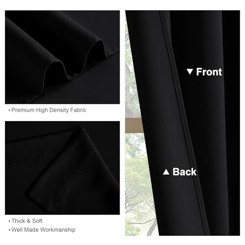 PONY DANCE Black Out Curtains 72 inch Long, Black, 2 Panels | Blackout Solid Rod Pocket Thermal Insulated Panels for Bedroom Living Room, Energy Efficient Window Drapes, 42"W x 72"L - color: Black, size: 42"W x 72"L (Pack of 2)