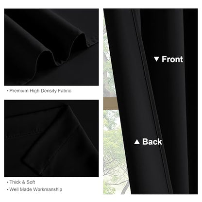 PONY DANCE Black Out Curtains 72 inch Long, Black, 2 Panels | Blackout Solid Rod Pocket Thermal Insulated Panels for Bedroom Living Room, Energy Efficient Window Drapes, 42"W x 72"L - color: Black, size: 42"W x 72"L (Pack of 2)