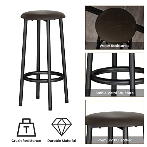 AWQM 47.2" Bar Table Set of 2,Faux Marble Pub Height Table and Chairs Set of 2 with Upholstered Stools,3 Piece Bar Table and Chairs Set Dining Table Set for Living Room,Kitchen,Bar,White & Brown - style: Modern 47.2"